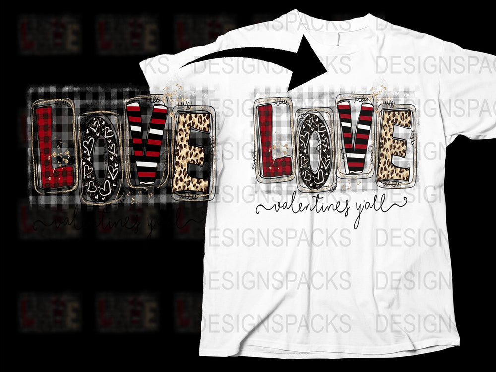 Valentine's Day T-Shirt Love Leopard Print Plaid Graphic Tee Casual Women's Fashion Top