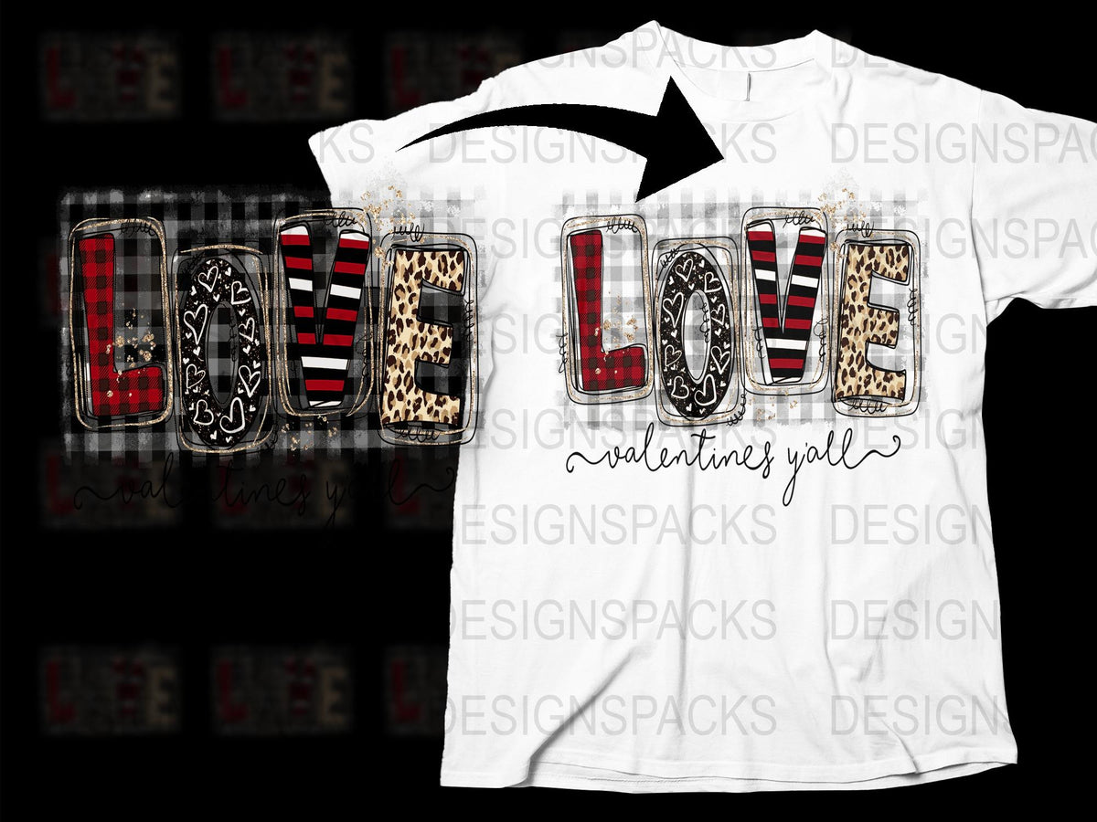 Valentine's Day T-Shirt Love Leopard Print Plaid Graphic Tee Casual Women's Fashion Top