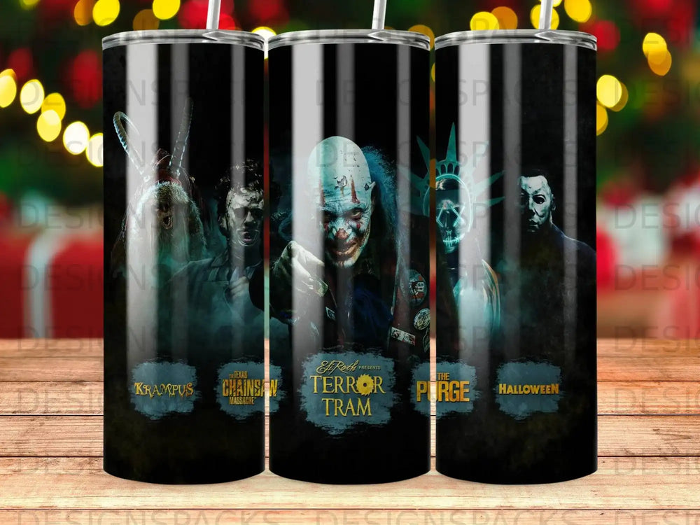 Krampus Texas Chainsaw Terror Tram Purge Halloween tumbler product type
