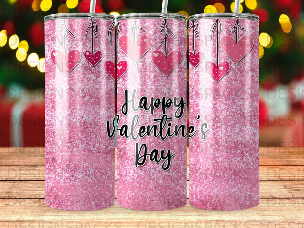 Happy Valentine's Day Pink Glitter Hanging Hearts product type