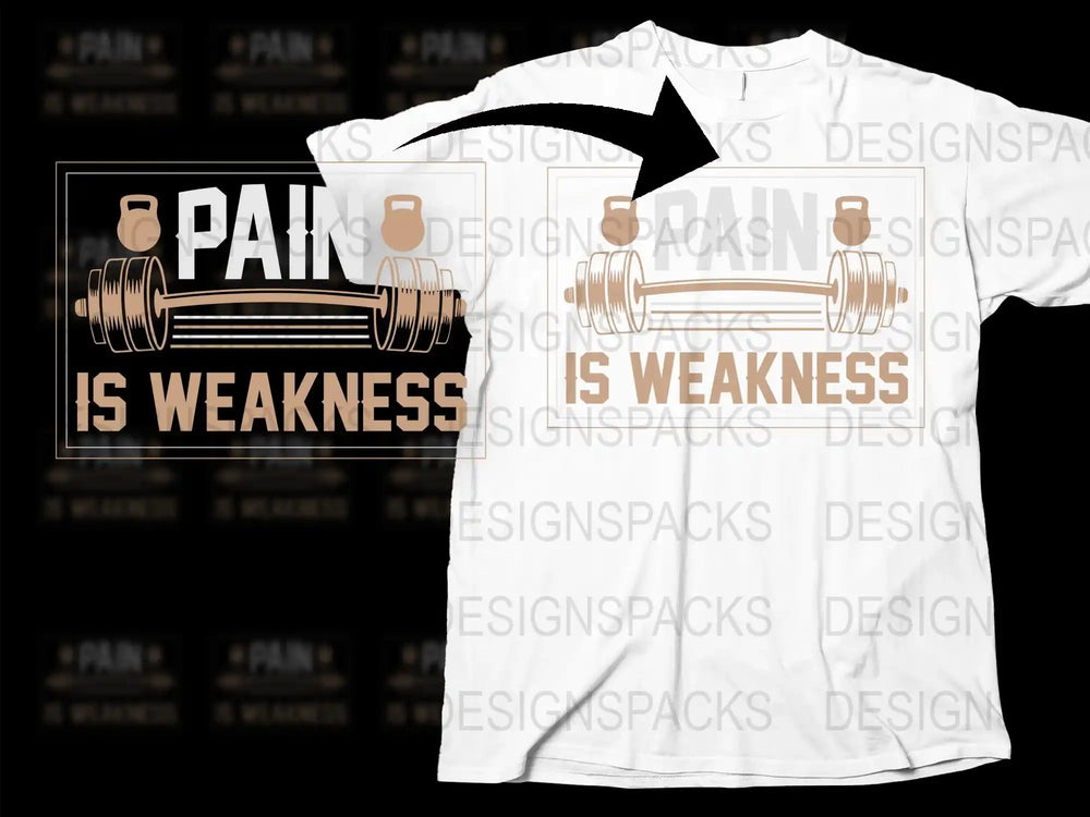 Paris Gym T-Shirt, Workout Motivation, Pain is Weakness Quote, Fitness Apparel, White Tee with Graphic Design, Strength Training Gear