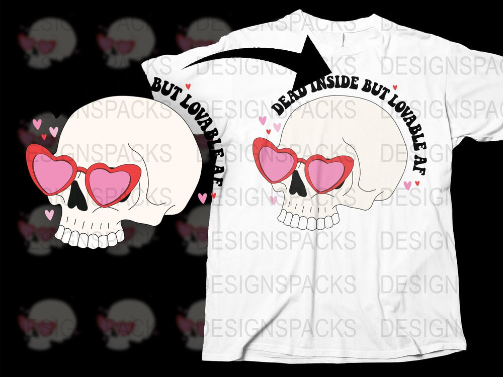 Gothic Skull T-Shirt, Cute But Psycho, Funny Graphic Tee, Unisex White Shirt with Pink Hearts and Bold Lettering for Casual Wear