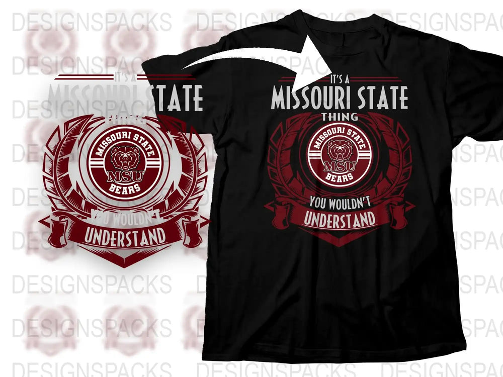 Missouri State Bears T-Shirt Vintage Logo College Fan Apparel Unisex Black Tee