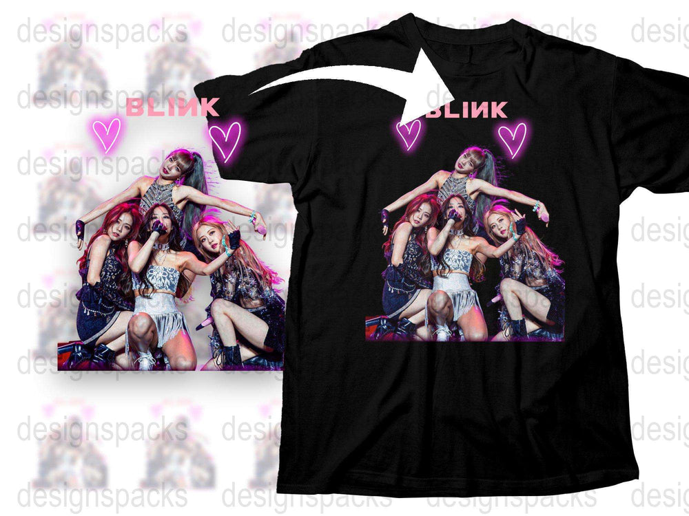 BLACKPINK Graphic T-Shirt, K-Pop Inspired All-Over Print Tee, Vibrant Pop Music Merch, Girl Band Fan Gift
