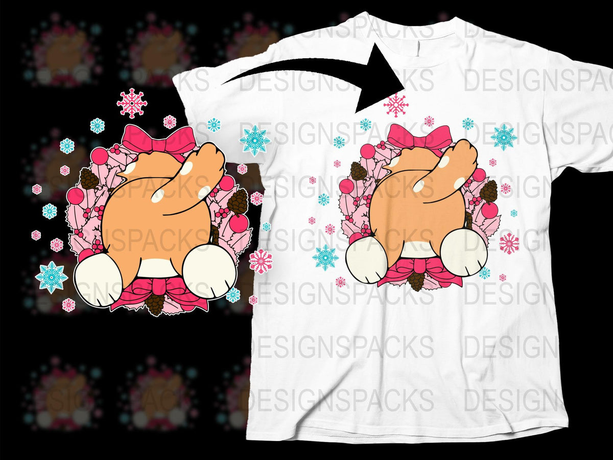 Cute Cartoon Cat T-Shirt, Floral Wreath Design, Kids and Adult Sizing, Unisex White Tee