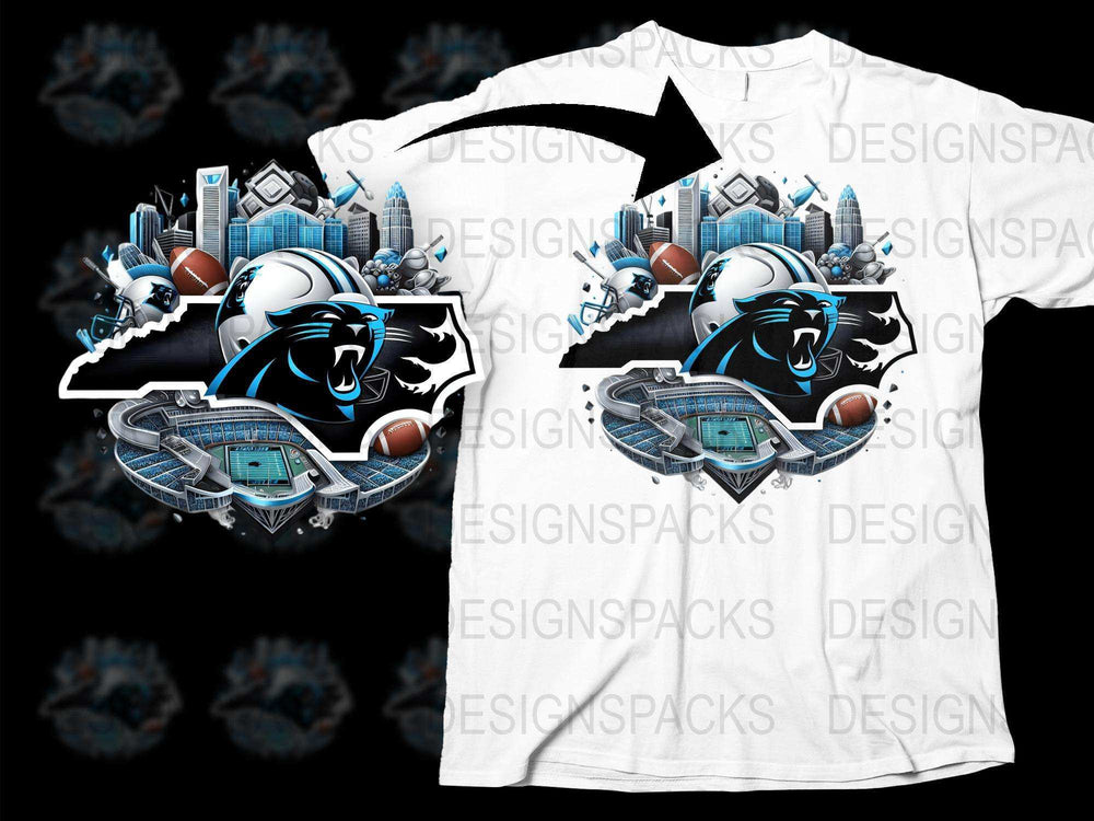 Panther Football Graphic T-Shirt, Sports Stadium Print Tee, Men's Athletic Style Top, Unique Game Day Shirt