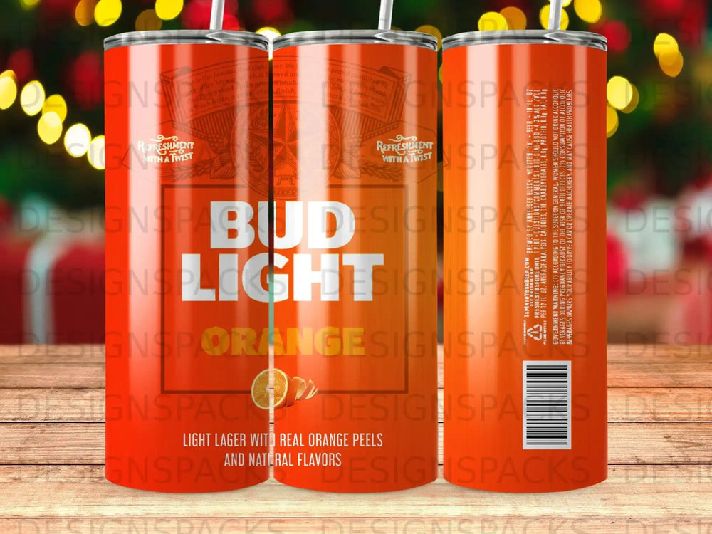 Bud Light can with orange peel design, "with a twist" text.