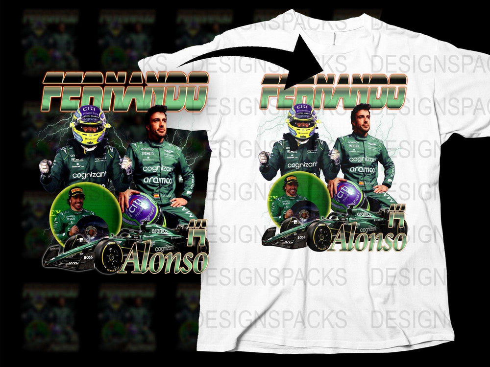 Fernando Alonso Racing T-Shirt, Formula One Driver Graphic Tee, Motorsport Fan Apparel, Gift for Car Enthusiasts