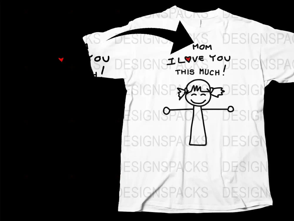 Funny 'I Love You This Much' T-Shirt, Cute Mom Gift, Unique Mother's Day Present, Cartoon Graphic Tee