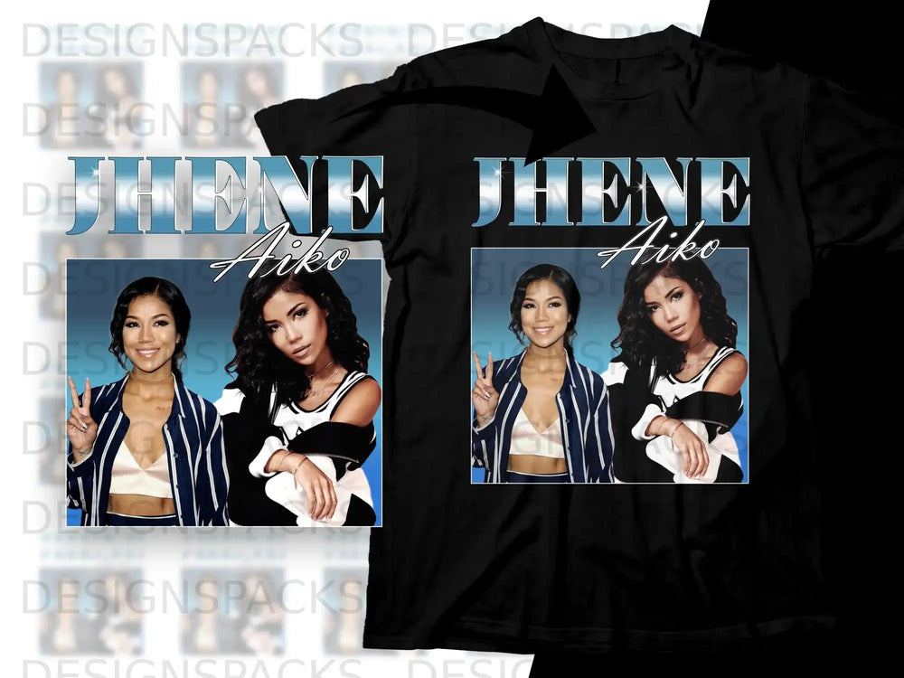Jhené Aiko graphic t-shirt with a photo of the singer on both sides.