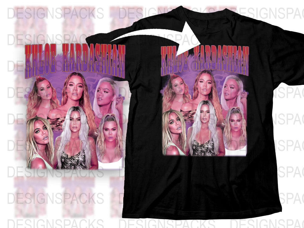 Khloe Kardashian Inspired Graphic Tee, Celebrity Fashion T-Shirt, Pop Culture Apparel, Trendy Black Shirt