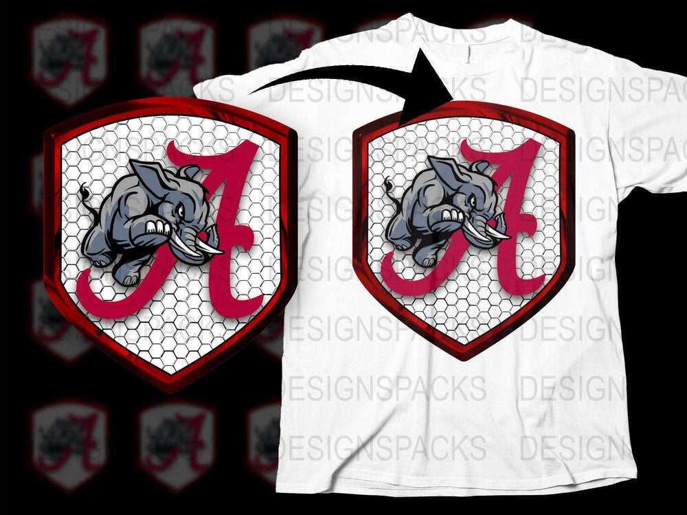 Alabama Crimson Tide Elephant Mascot Graphic T-Shirt, College Football Fan Apparel, Sports Team Tee, Casual Wear