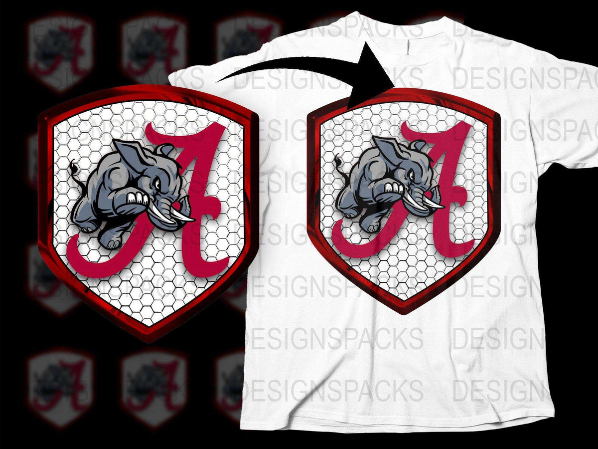 Alabama Crimson Tide Elephant Mascot Graphic T-Shirt, College Football Fan Apparel, Sports Team Tee, Casual Wear
