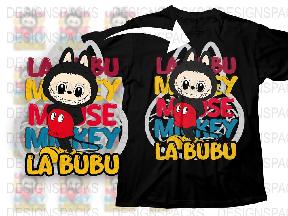 La Bubu Mouse Monkey Cartoon Graphic T-Shirt, Funny Cute Animal Tee, Kids and Adult Sizes Available