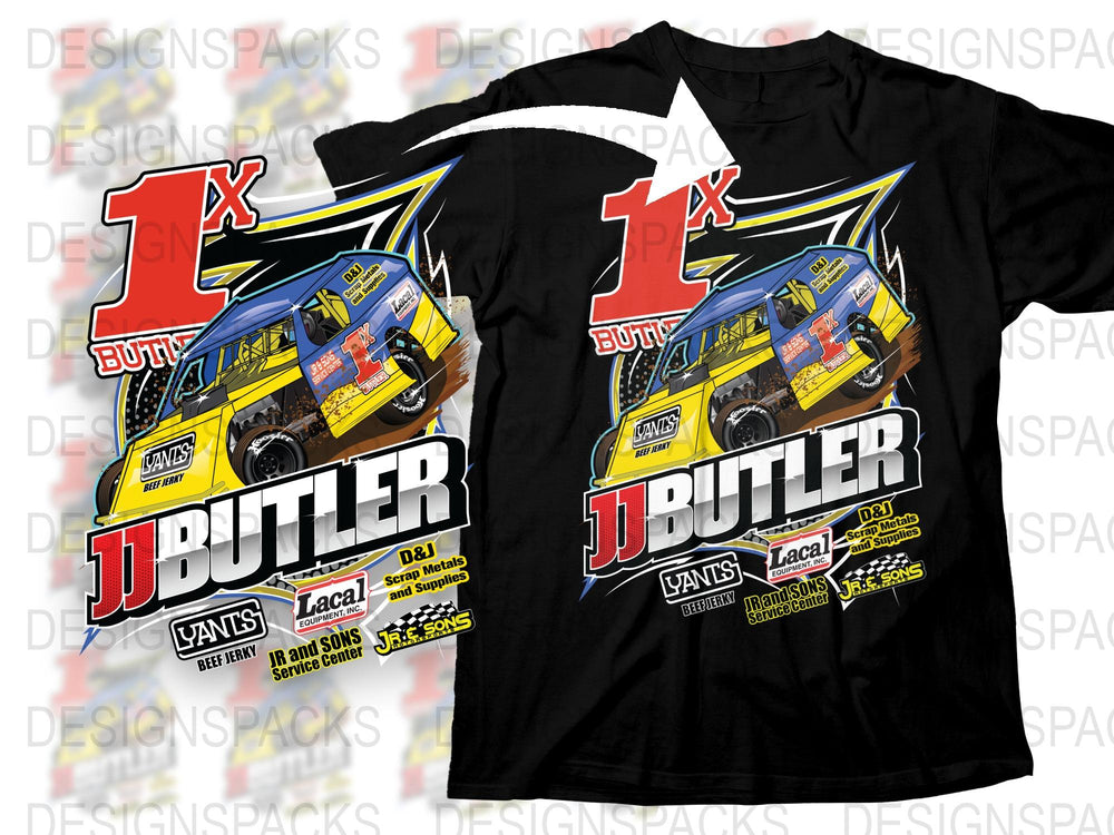 Racing Graphic T-Shirt JD Butler Car Design, Men's Casual Sports Tee, Bold Colorful Print, Unique Motorsport Shirt