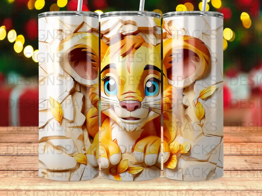 Simba from The Lion King peering through a cracked wall.