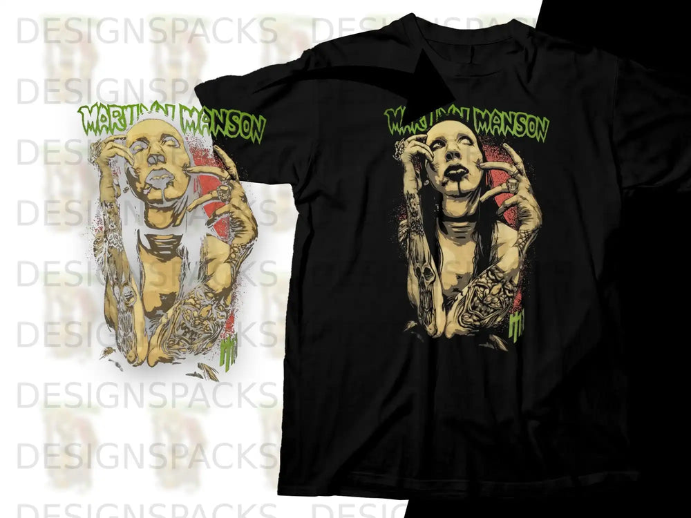 Black t-shirt featuring Marilyn Manson's face and the text "WARIMAL MANSON".