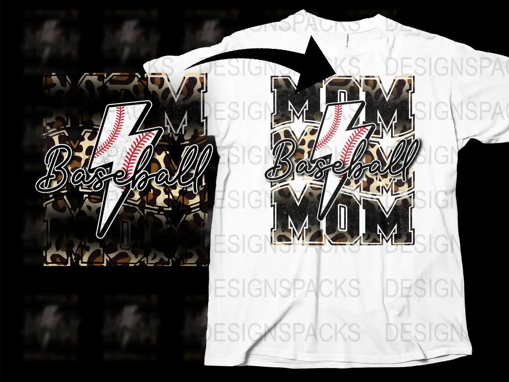 Baseball Mom T-Shirt, Camo Print Sports Tee, Mother's Day Gift, Casual Women's Top, Softball Mom Shirt