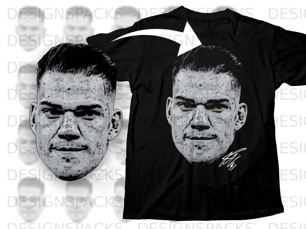 Bold Portrait Graphic Tee with Signature Design