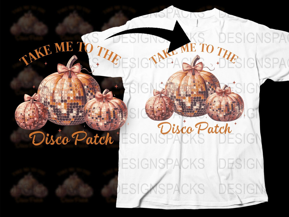 Disco Patch Pumpkin T-Shirt, Autumn Fall Party Tee, Sparkly Halloween Shirt, Unique October Fashion Top