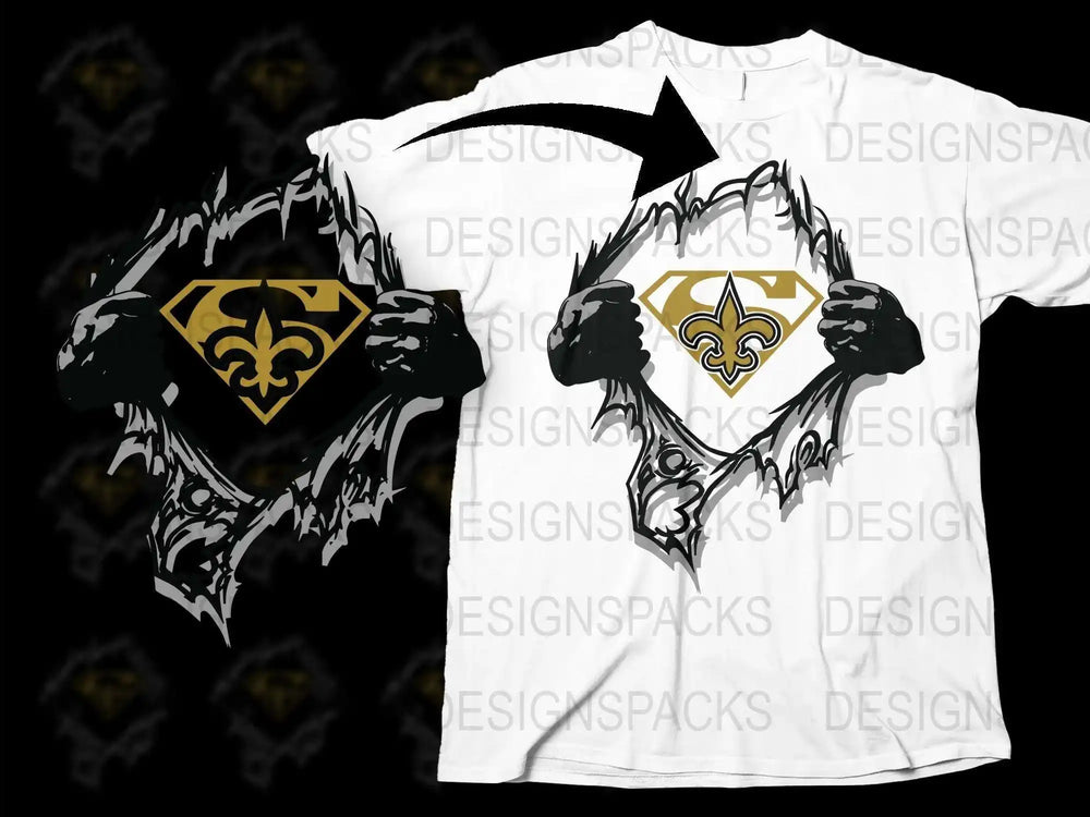 New Orleans Football Team Logo T-Shirt, Black and Gold Graphic Tee, Sports Fan Apparel, Unisex Fashion Top