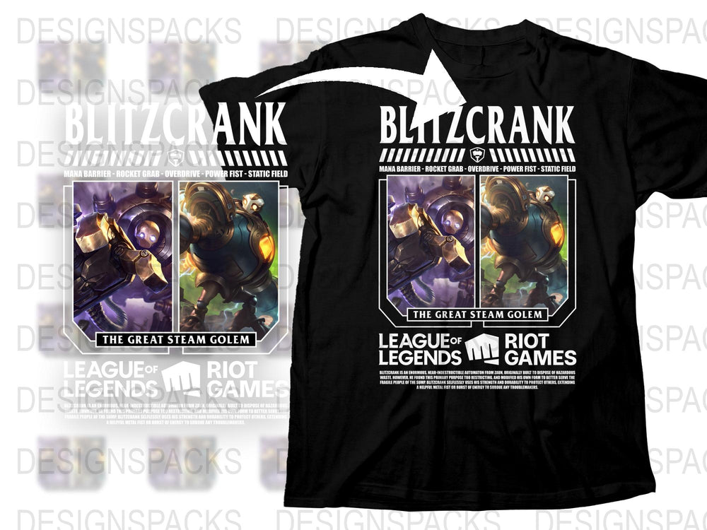 Blitzcrank League of Legends T-Shirt, Gaming Graphic Tee, Riot Games Merch, Black Unisex Shirt