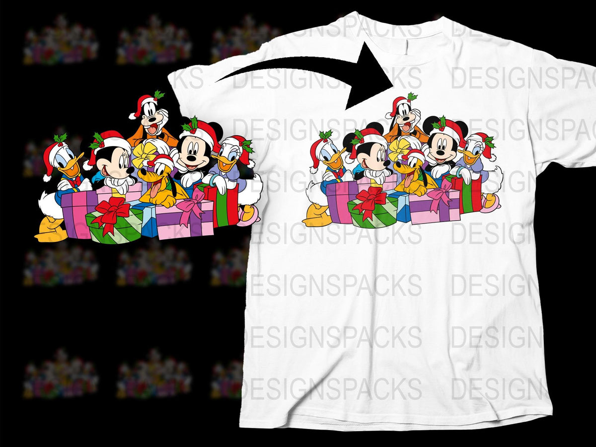 Disney Christmas T-Shirt, Mickey and Friends Holiday Graphic Tee, Festive Family Apparel Gift