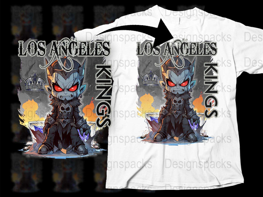 Los Angeles Kings Fantasy Monster Graphic T-Shirt, Men's Casual Wear, Unique Illustration Tee, Cool Street Style, Gift for Hockey Fans