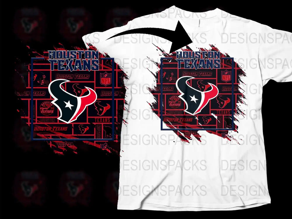 Houston Texans Themed T-Shirt, Bold Graphic Design, Sports Fan Apparel, Red and White Color