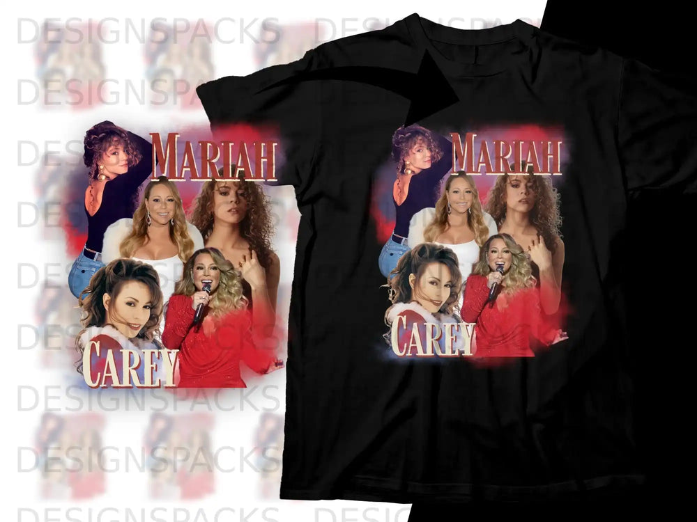Mariah Carey t-shirt with collage of singer's portraits.