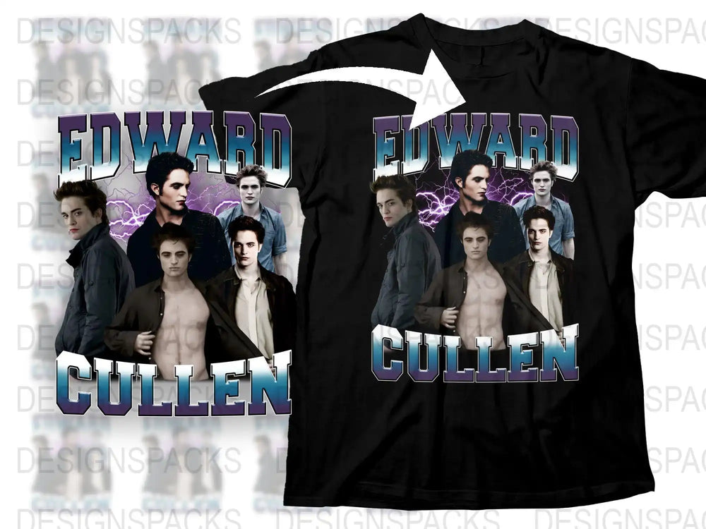 Edward Cullen Graphic T-Shirt, Twilight Saga Movie Fan Tee, Vintage Look, Cool Vampire Shirt