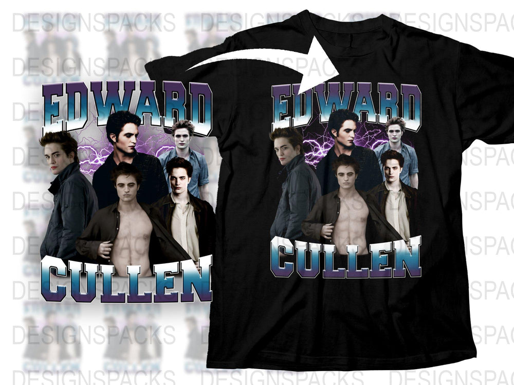Edward Cullen Graphic T-Shirt, Twilight Saga Movie Fan Tee, Vintage Look, Cool Vampire Shirt