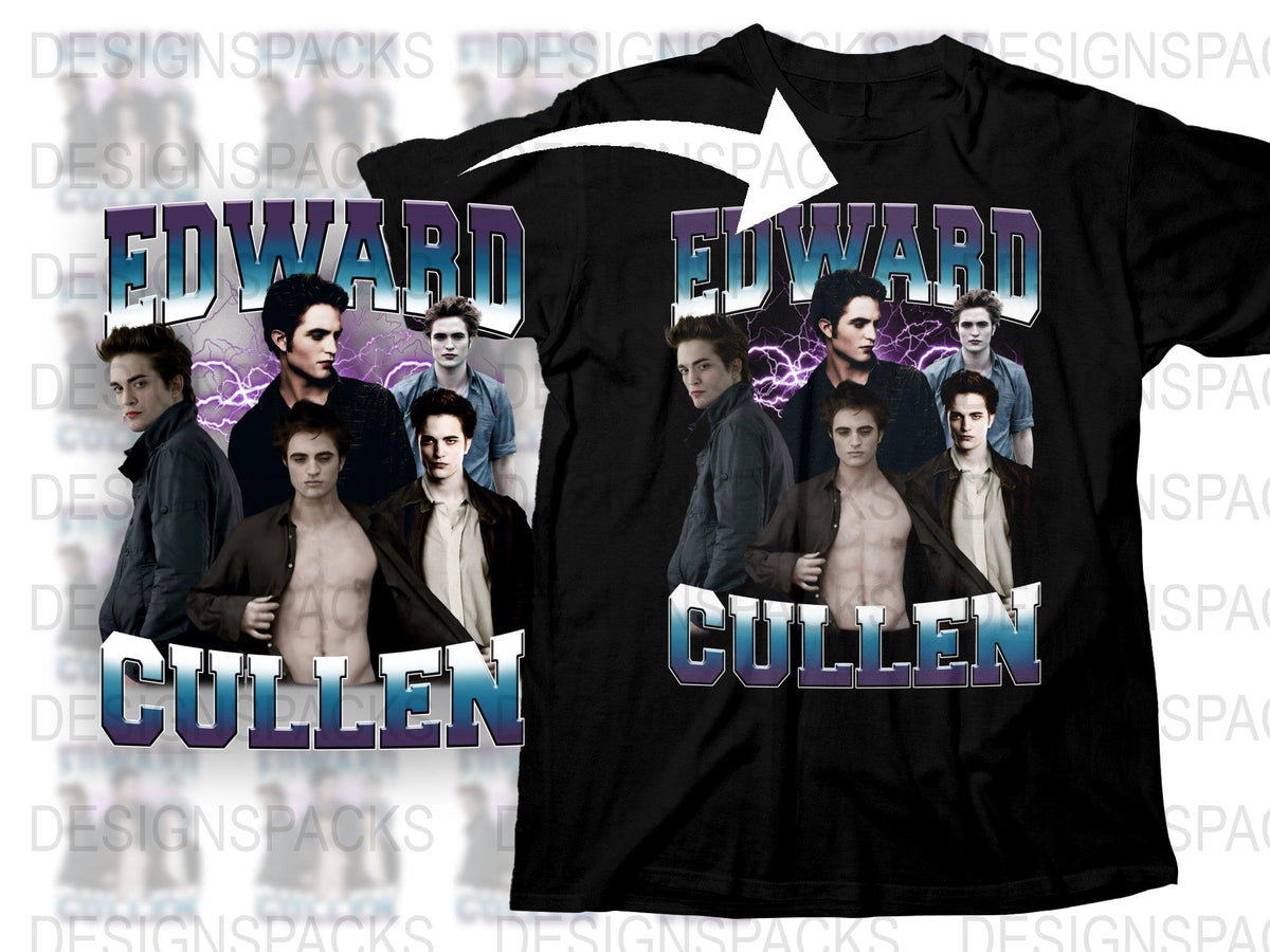 Edward Cullen Graphic T-Shirt, Twilight Saga Movie Fan Tee, Vintage Look, Cool Vampire Shirt