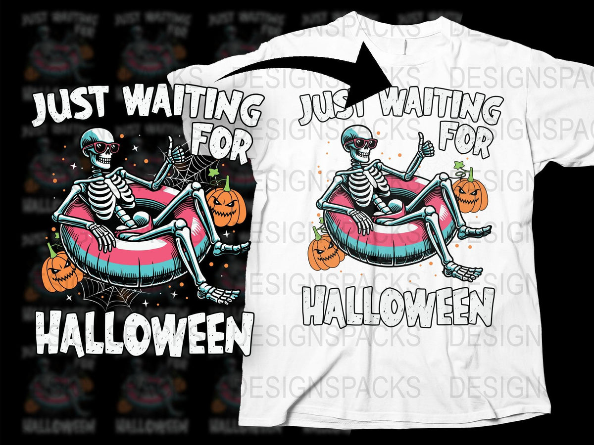 Skeleton Relaxing in Hammock Halloween T-Shirt, Spooky Graphic Tee, Funny Halloween Costume Idea, Unisex Shirt