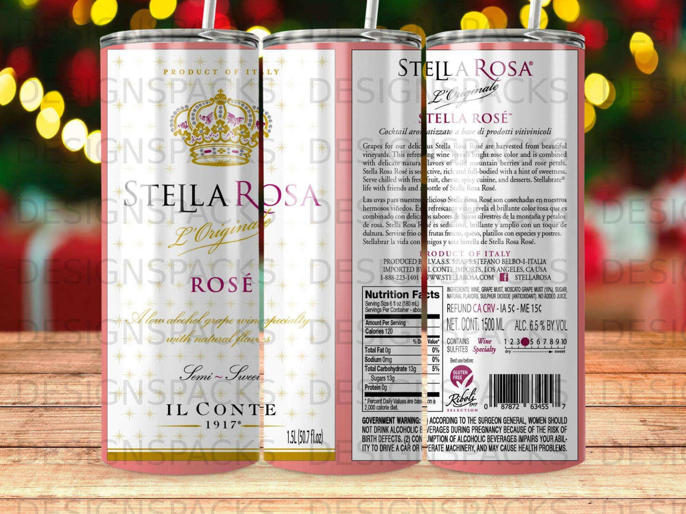 Stella Rosa L'Originale Semi-Sweet Rosé wine bottle with Italian text and nutritional information.