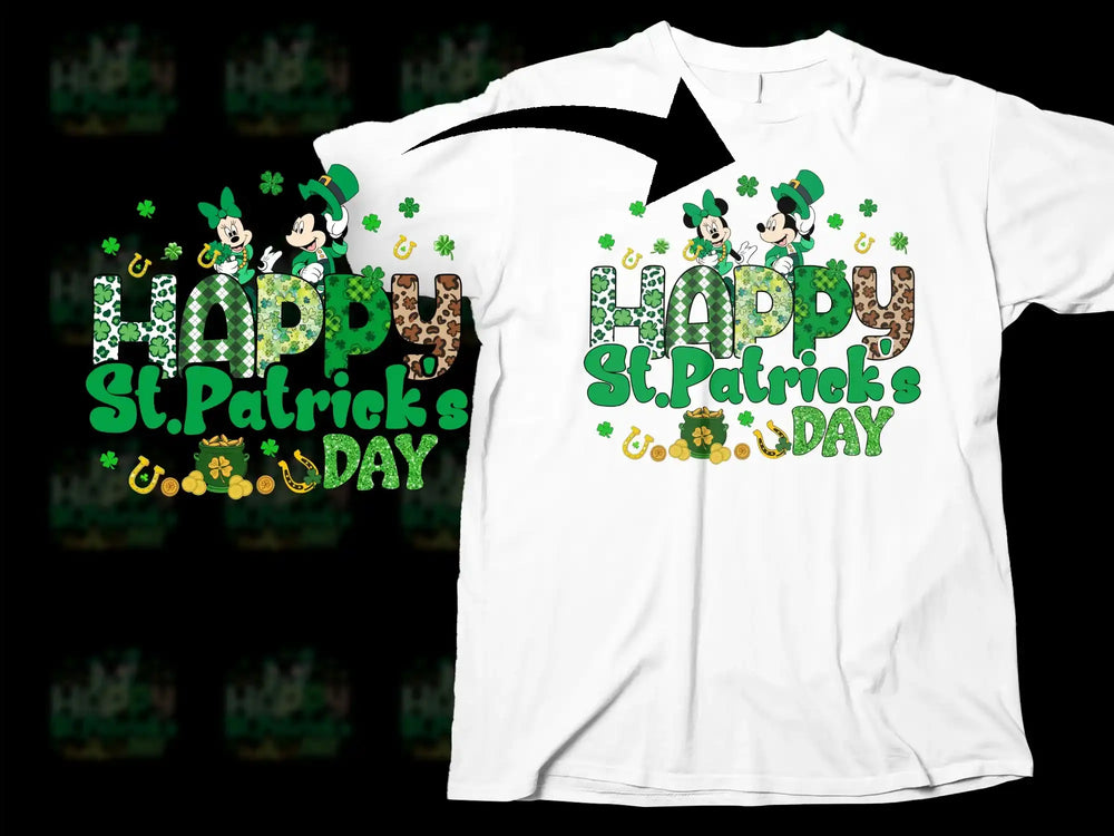 Mickey Minnie Happy St. Patrick's Day Shamrocks Gold product type
