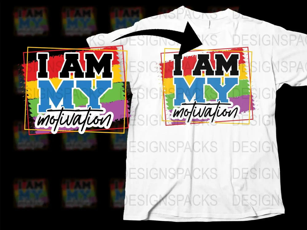 Colorful I Am My Motivation T-Shirt, Inspirational Quote, Rainbow Splash Graphic Tee, Unisex Fashion Top