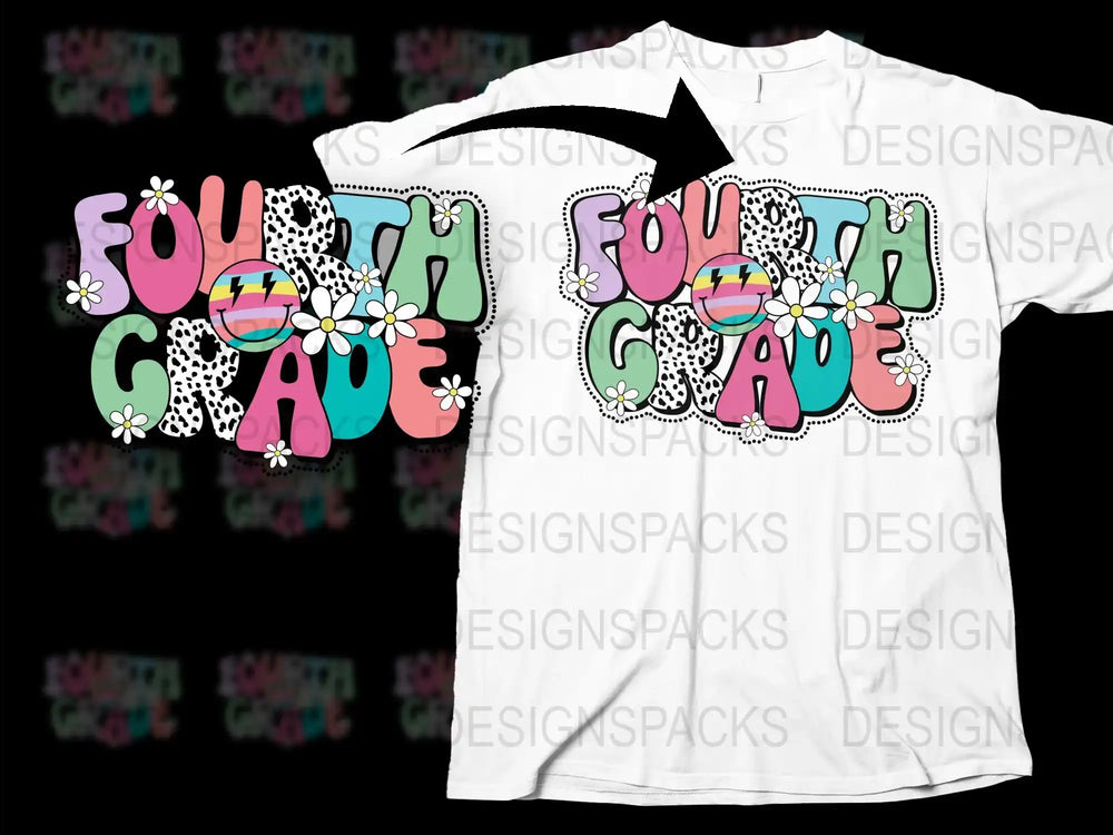 Fourth Grade Teacher T-Shirt, Colorful Retro Style, Back to School Outfit, Unisex Graphic Tee