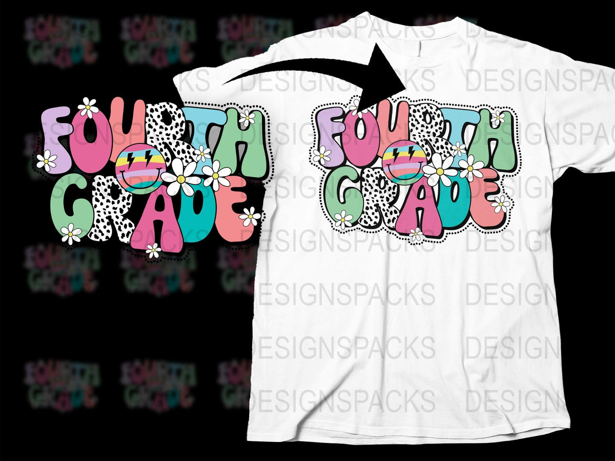 Fourth Grade Teacher T-Shirt, Colorful Retro Style, Back to School Outfit, Unisex Graphic Tee