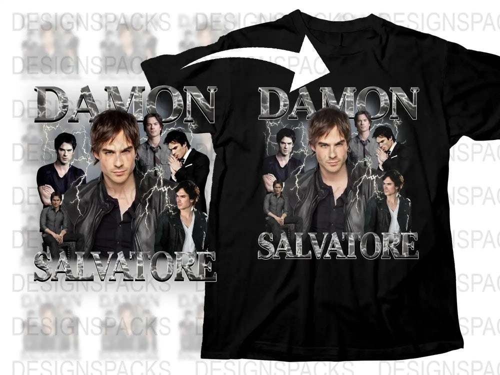 Damon Salvatore Graphic T-Shirt, Vampire Theme, Unisex, Fan Merchandise, TV Show Inspired, Casual Apparel, Gift Idea