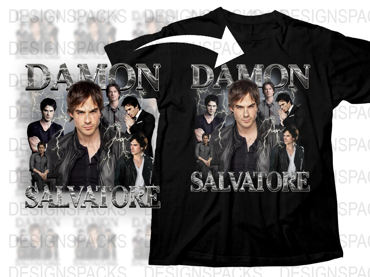 Damon Salvatore Graphic T-Shirt, Vampire Theme, Unisex, Fan Merchandise, TV Show Inspired, Casual Apparel, Gift Idea