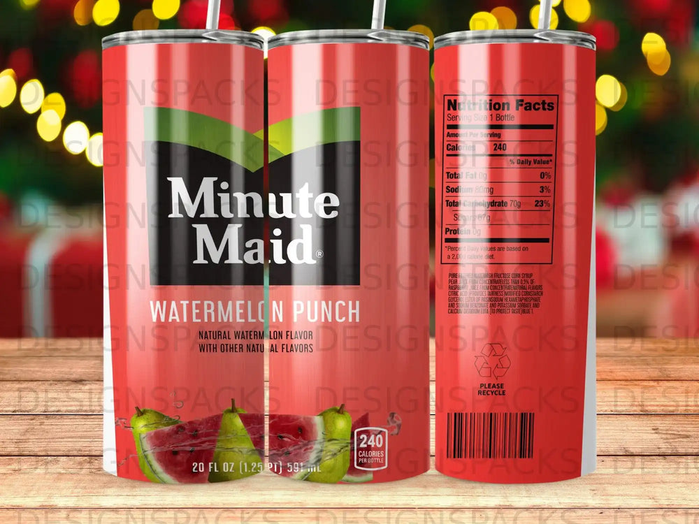Minute Maid Watermelon Punch bottle with nutrition facts and 240 calories.