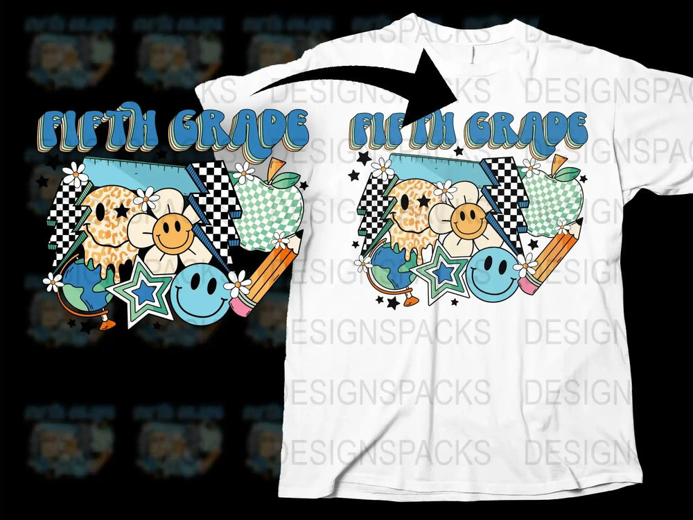 Fifth Grade Teacher T-Shirt, Owl and Apple Design, Cute School Tee, Checkered Pattern, Unisex Fit