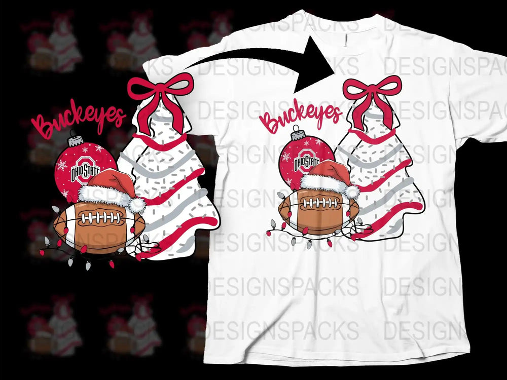 Buckeyes Football T-Shirt Christmas Theme, Holiday Sports Apparel, Festive Graphic Tee, Unisex