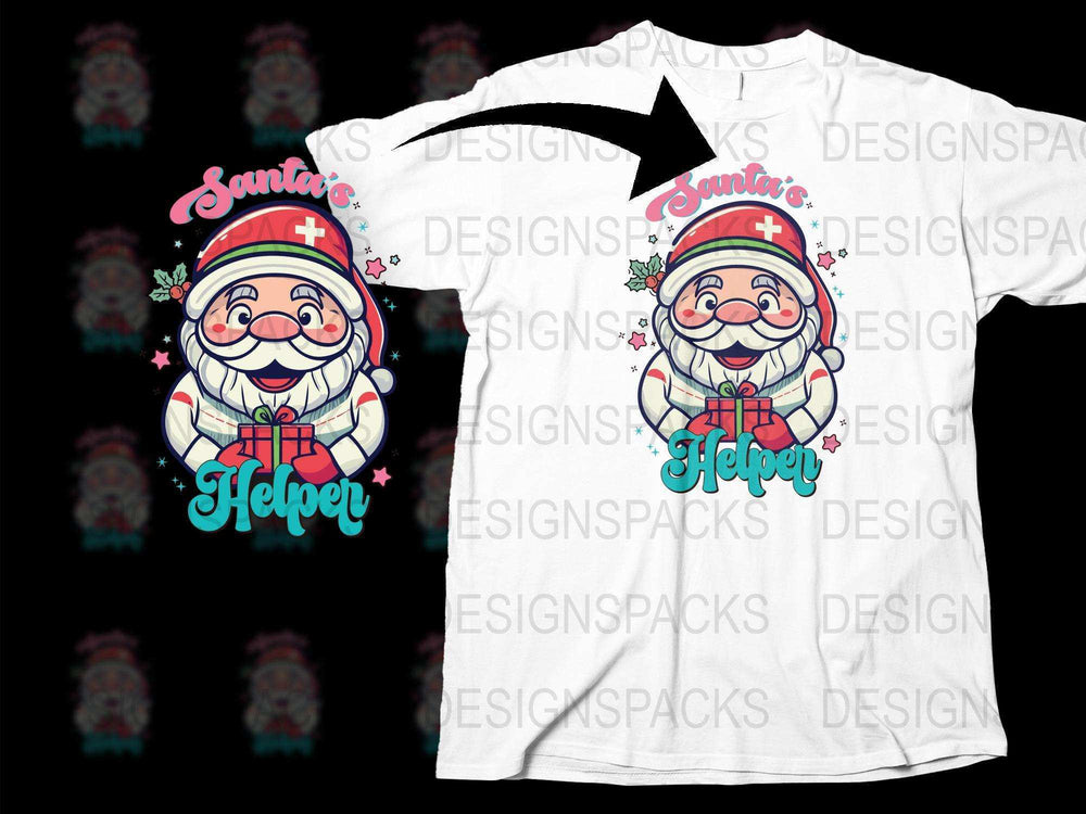 Santa's Helper Christmas T-Shirt Festive Holiday Tee Cute Santa Graphic Design for Adults and Kids