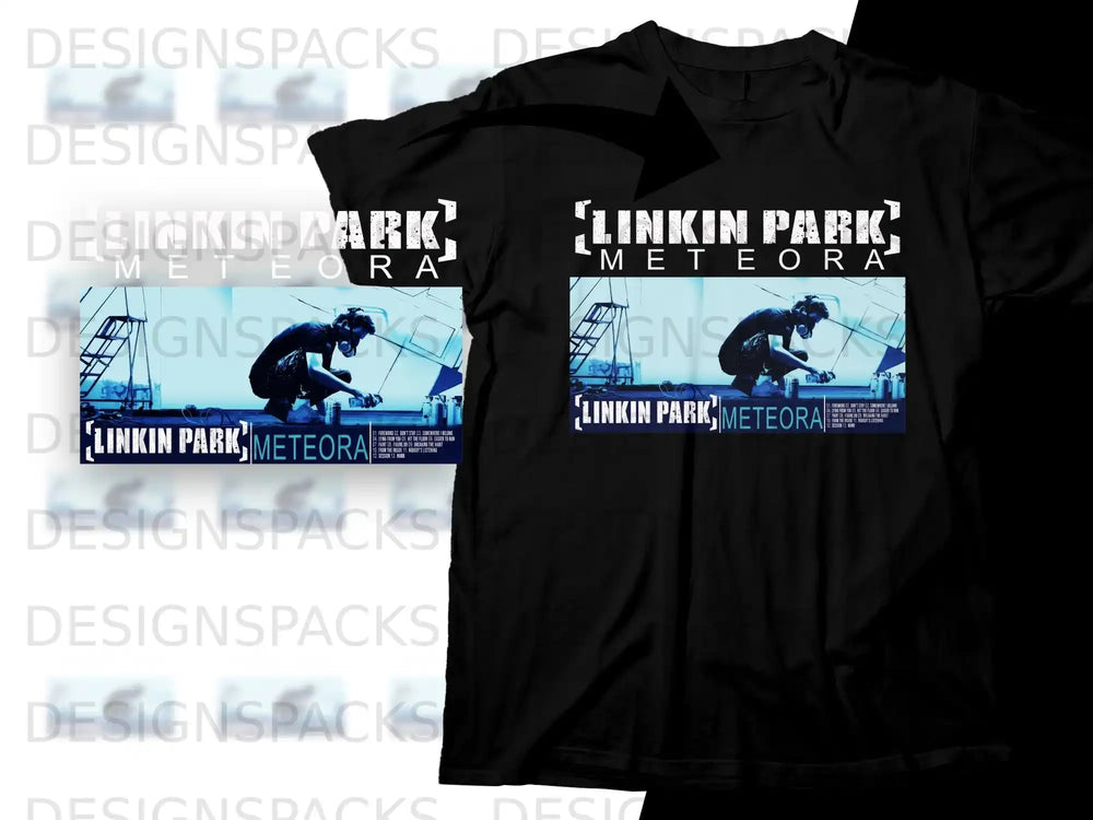 Linkin Park Meteora t-shirt with band and tracklist design.