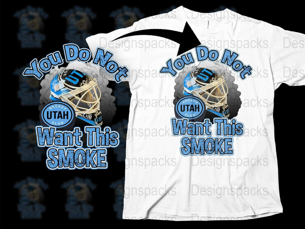 Utah Sports Fan T-Shirt, You Do Not Want This Smoke, Hockey Mask Graphic Tee