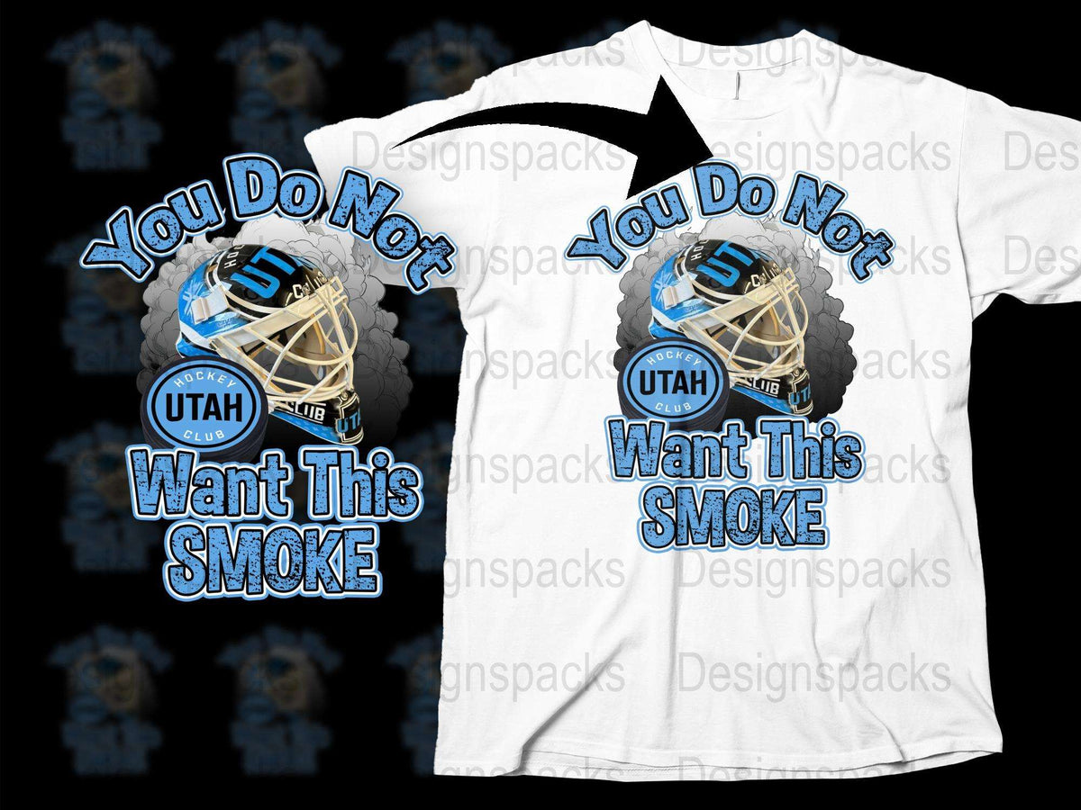 Utah Sports Fan T-Shirt, You Do Not Want This Smoke, Hockey Mask Graphic Tee