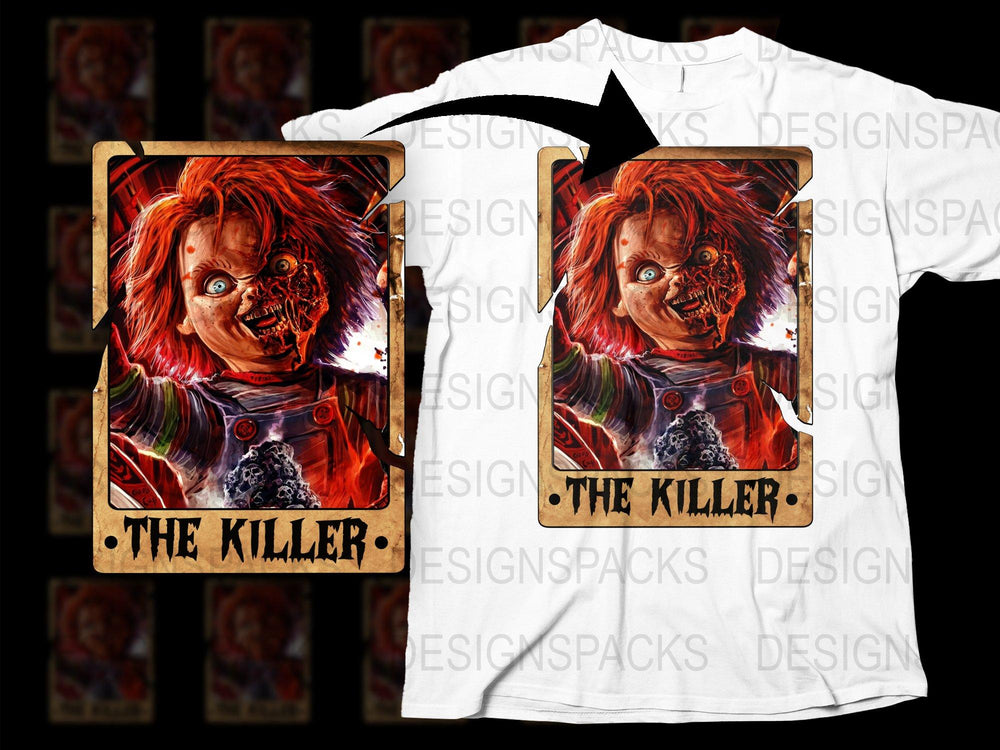 Horror Movie Inspired T-Shirt, Scary Killer Doll Graphic Tee, Unisex Horror Fan Apparel