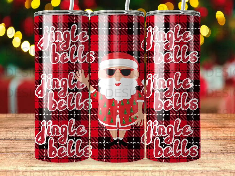 Santa Sunglasses Jingle Bells Red Plaid Tumbler product type